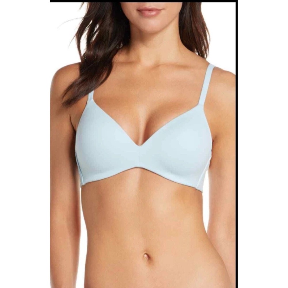 Wacoal How Perfect Wire Free T-Shirt Bra Womens 34D Light Blue 852189 NWOT